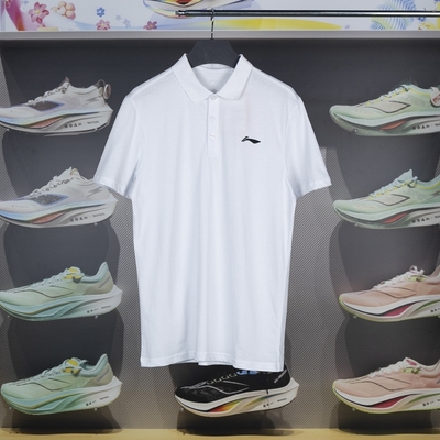 李宁短袖POLO衫2024夏季新款男子纯棉透气翻领半袖T恤YPLU057