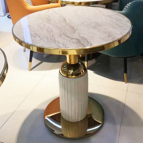 成都现代圆形岩板休闲桌椅现货