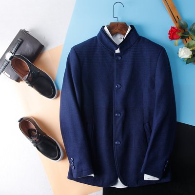 男款青年秋冬立领羊毛呢夹克外套