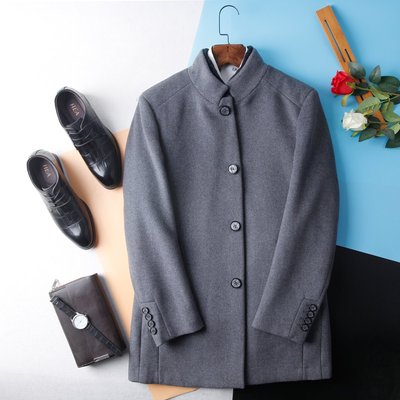 男款立领商务休闲冬季毛呢大衣