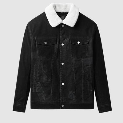 HL35215 海系列男款可拆卸翻毛领夹克秋冬加厚可脱卸羊毛内胆外套