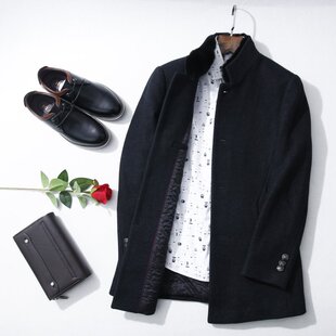 砖柜四位数·有范HL35119海系列中长毛领毛呢大衣商务休闲秋冬季