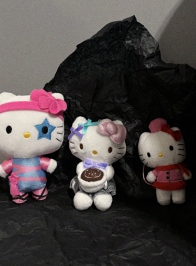 【现货】hellokitty三丽鸥正品中古挂件拿咖啡粉紫色穿裙子拿气球