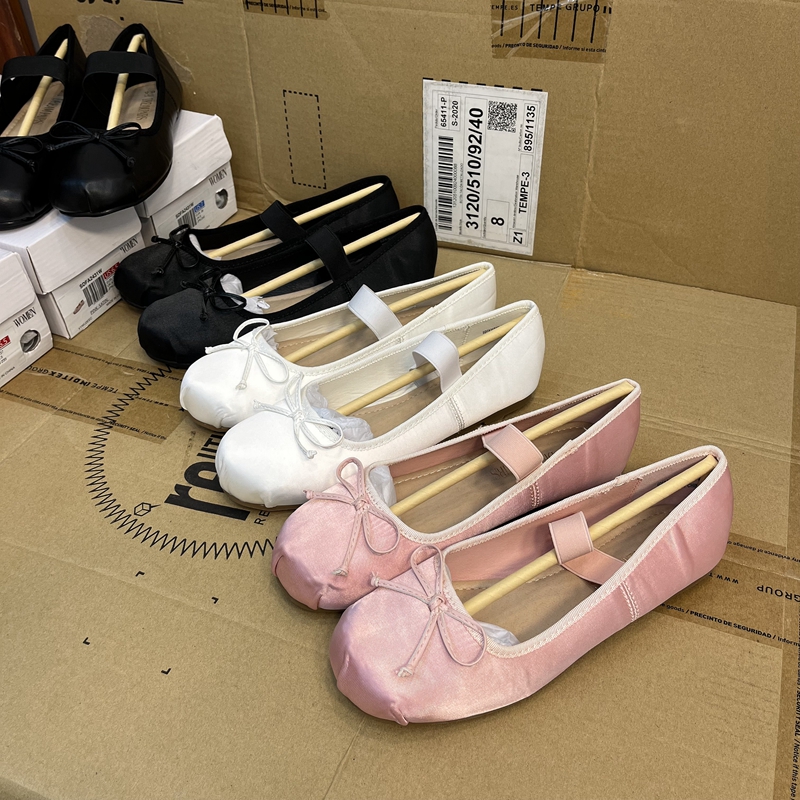 外贸元单芭蕾鞋苹果头蝴蝶结单鞋