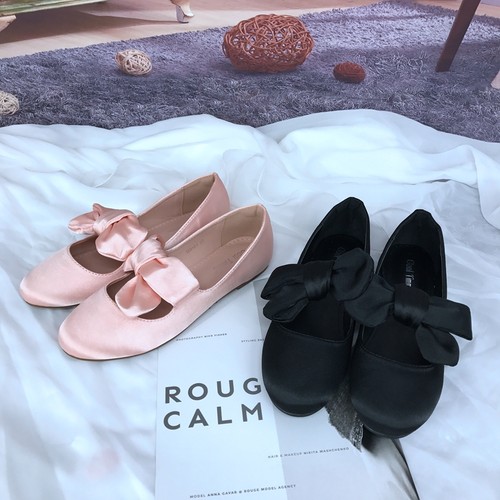 绸缎面芭蕾蝴蝶结原单平底法式鞋