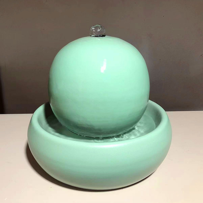 欧式陶瓷球形循环流水装饰品摆件