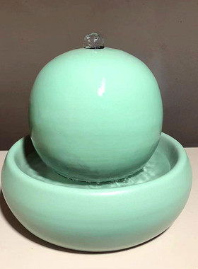 欧式陶瓷球形循环流水装饰品摆件
