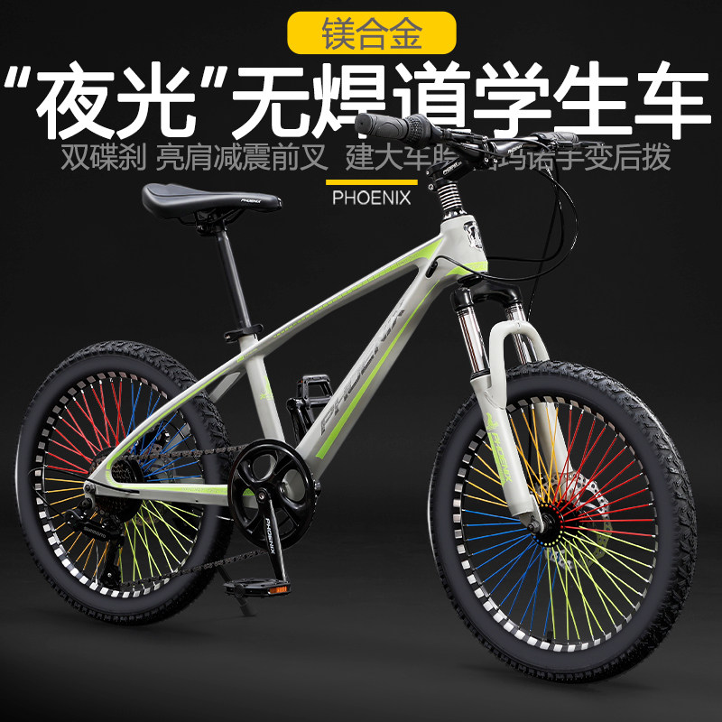 凤凰镁合金儿童山地自行车男中大童女学生20/22寸青少年变速单车