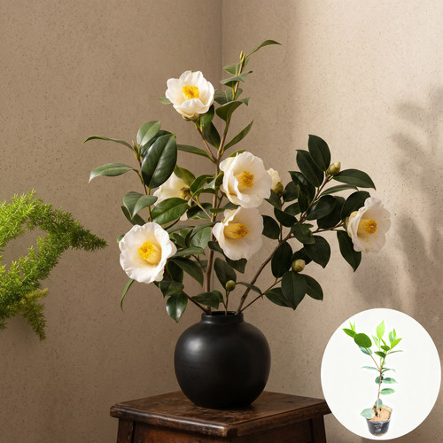 【白玉茶】福建茶花苗重瓣多色勤花品种阳台庭院盆栽易活绿植花卉