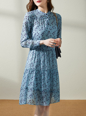 [SYB789456MG]法式少女纯美淡雅内搭吊带两件套乔其桑蚕丝连衣裙