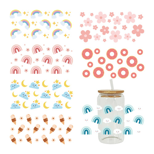 新款卡通印花热转印杯贴水晶标 logo图案 23cmX11cm现货批发D5306