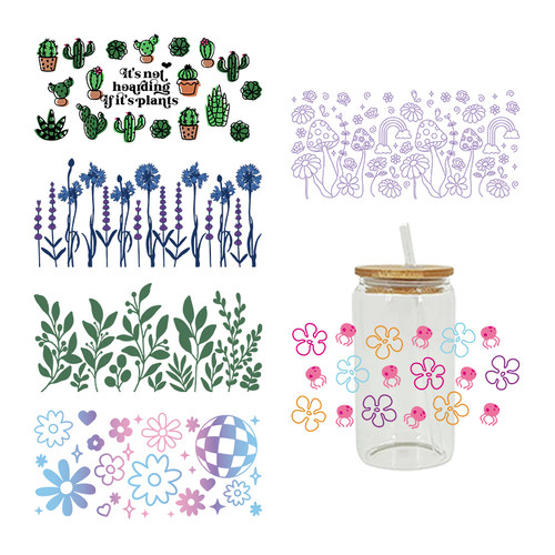 新款卡通印花热转印杯贴水晶标 logo图案 23cmX11cm现货批发D9493