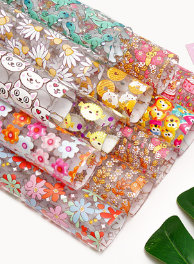 新款PVC皮革 定制卡通印刷透明皮革 30cm*120cm   J1677