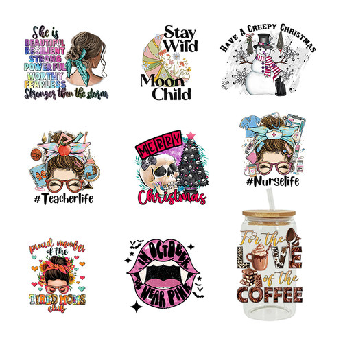 新款 万圣节 热转印杯贴水晶标 logo图案 23cmX11cm 现货批发