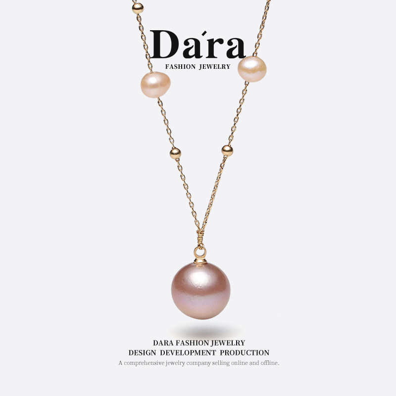 Dara/戴拉彩色满天星大灯泡4-10mm淡水珍珠项链锁骨颈链小米珠链