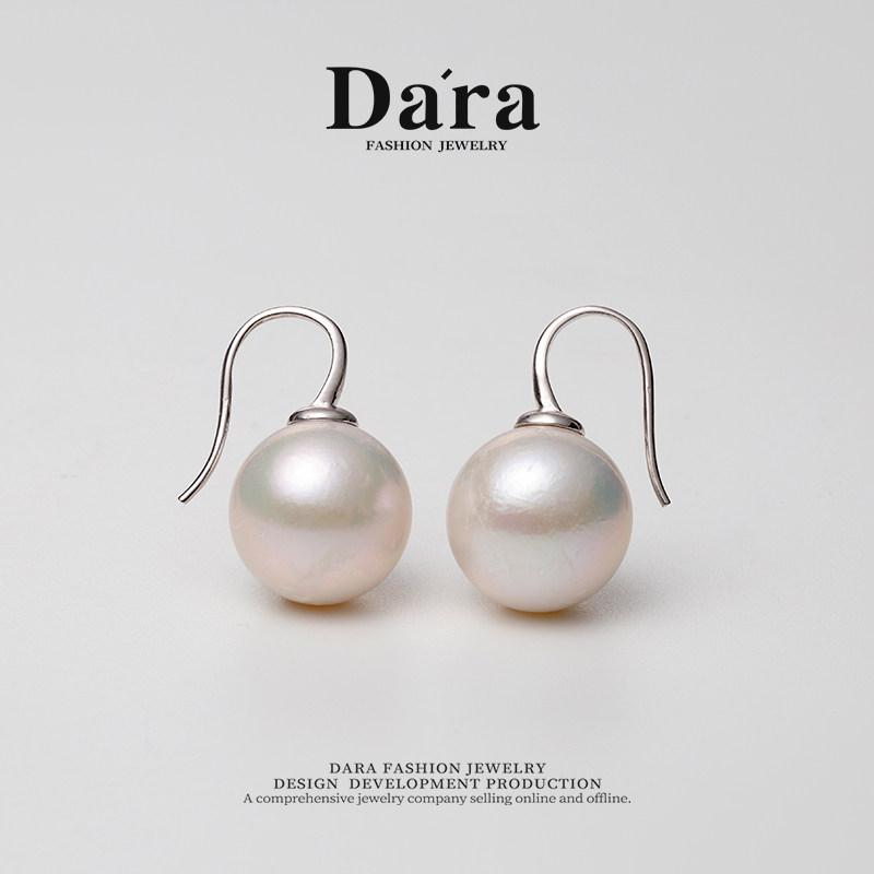 Dara/戴拉S925银正圆15-16mm淡水珍珠耳环轻奢百搭高级感耳坠耳饰