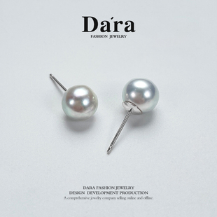 Dara 9mm海水真多麻珍珠耳钉 戴拉925银8