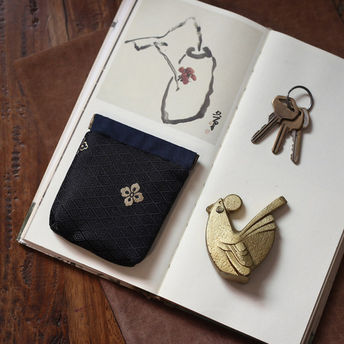 弹片口金零钱夹织锦缎和风文玩首