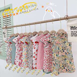 女童旗袍短袖连衣裙儿童宝宝汉服中国唐装小女孩连身公主裙子夏季