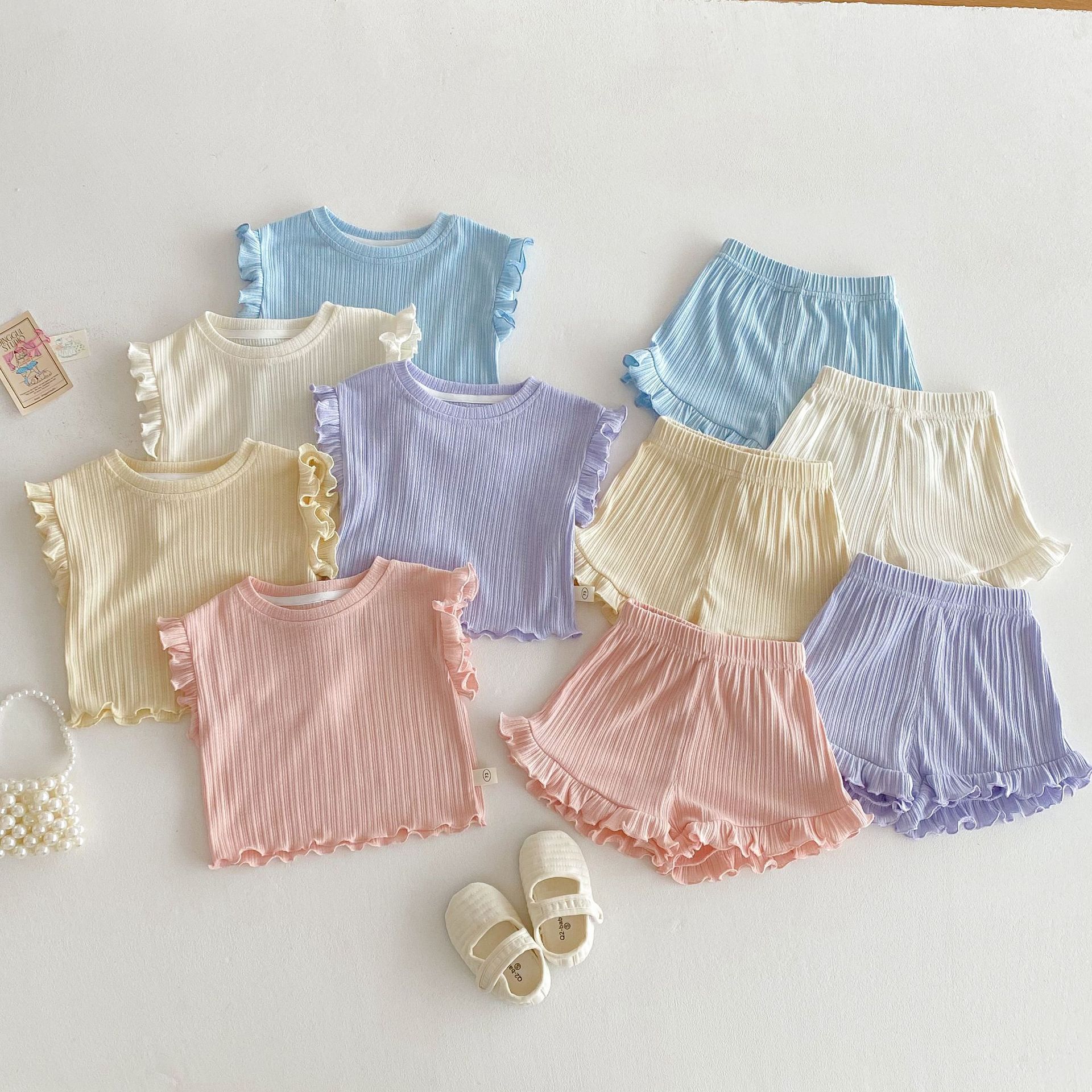 夏季薄款婴幼儿短袖T恤上衣短裤套装女童1-2-3-4-5-6岁小宝宝衣服