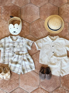夏季婴幼儿童3-6个月衣服2周岁男童女童宝宝短袖开衫上衣短裤套装