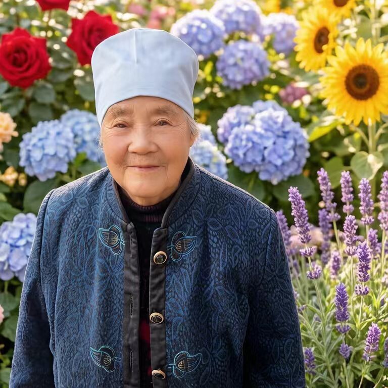 老太太蓝色圆帽白色医生帽粉色带送松紧食堂厨房工作帽子无尘车间