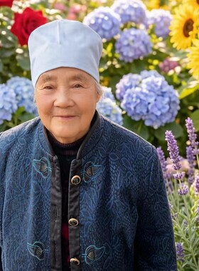 老太太圆帽医生帽工作帽带松紧带
