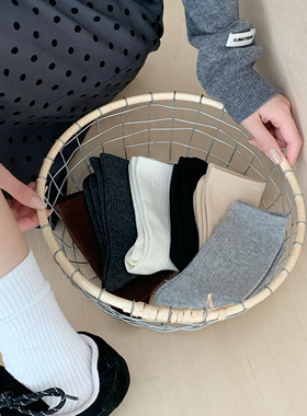 袜子女中筒袜纯棉秋冬2025新款外穿潮纯色韩系防臭灰色系堆堆长袜