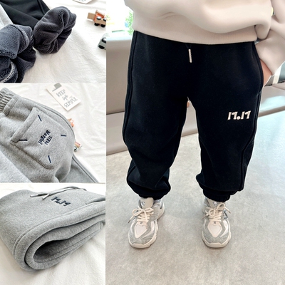 保暖不臃肿男童加绒加厚裤子