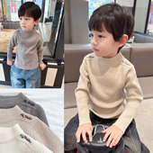 中小童宝宝刺绣毛线衣 2025秋冬季 软软糯糯 男童百搭半高领羊绒衫