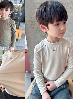 软糯高弹力~男童舒适亲肤长袖T恤儿童春秋季百搭上衣打底衫