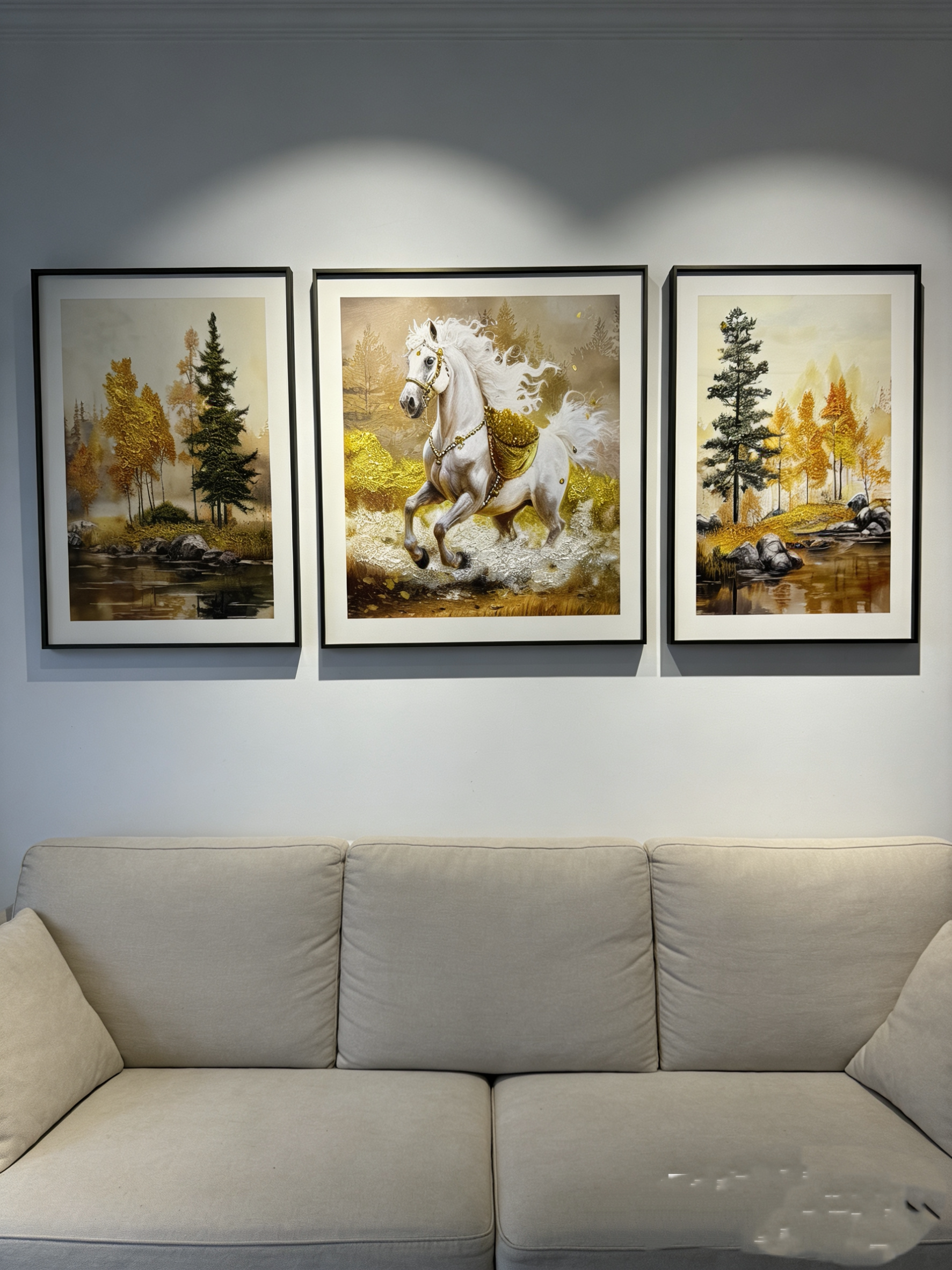 现代简约新中式沙发背景画立体立体水钻半手绘油画装饰画