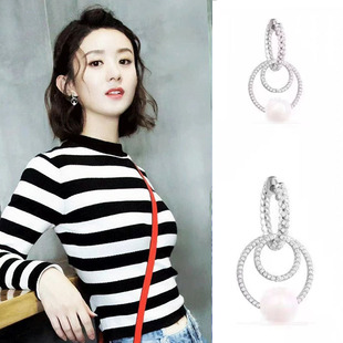 赵丽颖同款耳环女日韩气质圆圈圈轻奢耳钉周冬雨高级感珍珠耳饰潮