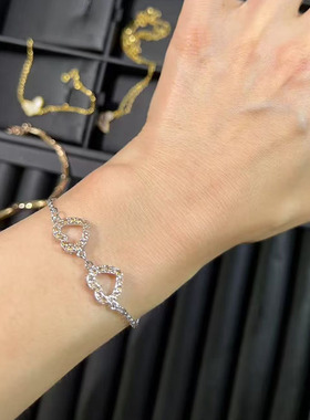 日韩风黄色水晶锆石超闪爱心手链