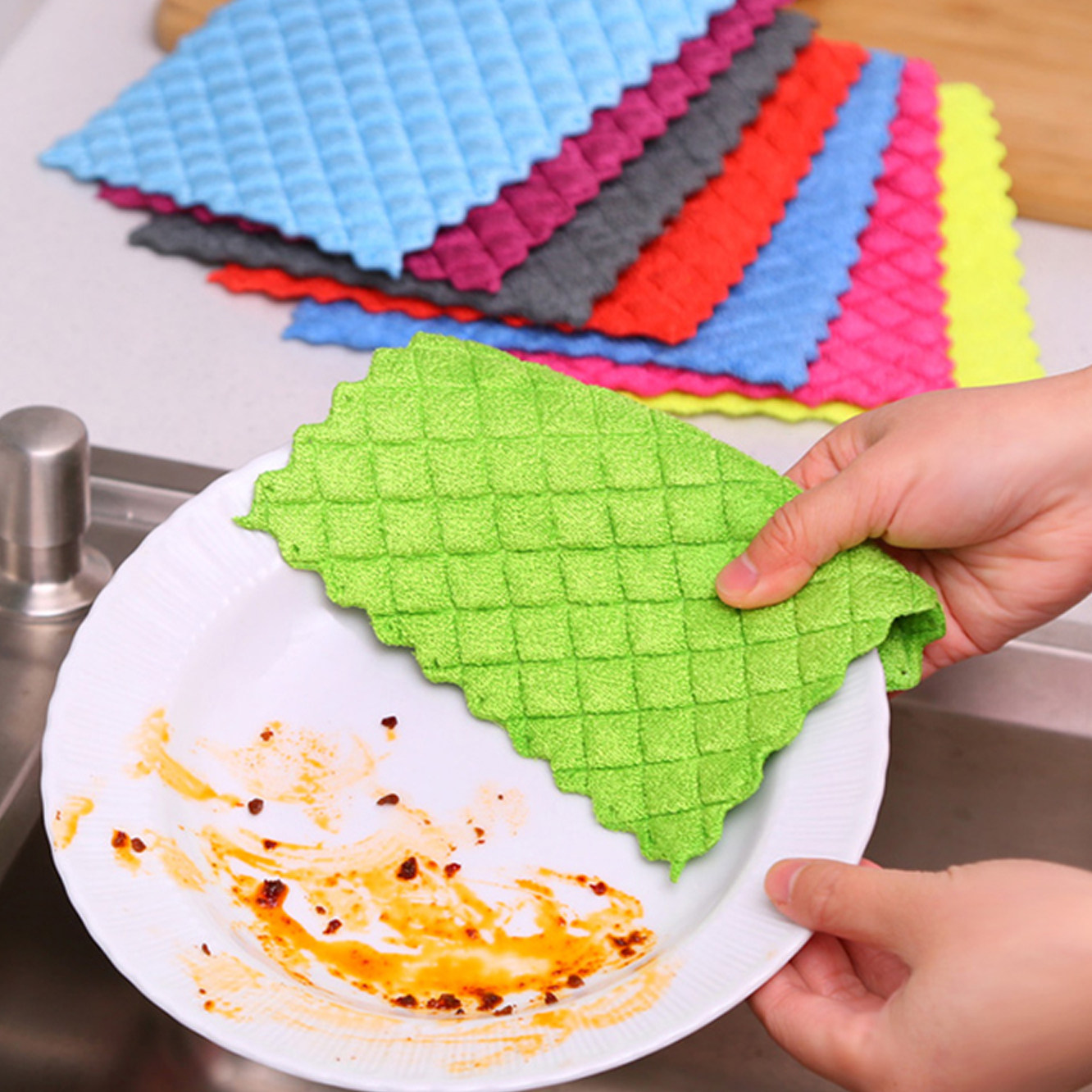 超细纤维否厨房不沾油海绵抹布