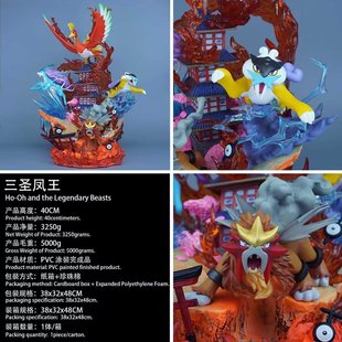 宠物小精灵 凤王三圣兽 雷公炎帝水君 亲卫队 雕像场景模型手办