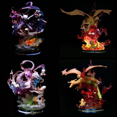 神奇宝贝 宠物小精灵 GK 喷火龙 超梦 发光版 场景 摆件 盒装手办