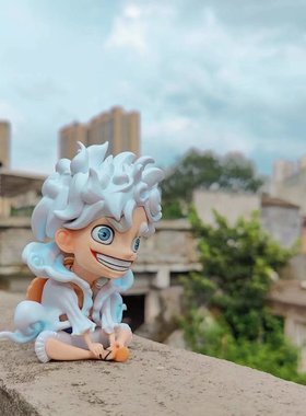 海贼王五档尼卡路飞白色橙色Q版坐姿公仔摆件PVC盒装手办生日礼物