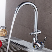 全铜厨房洗菜盘冷热水龙头一进二出一分二接洗碗机洗手盆淋浴双用