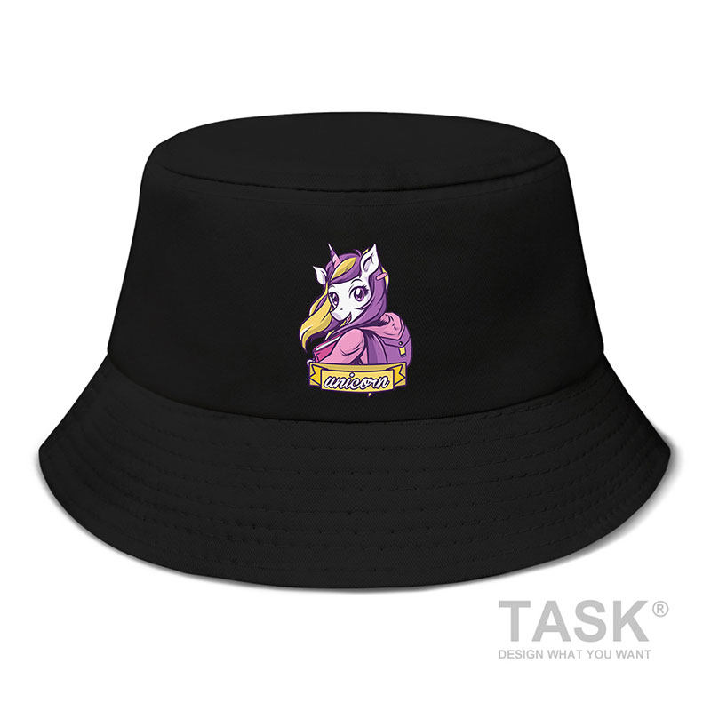 卡通拟人化创意独角兽女孩潮牌帽子男女渔夫帽防晒太阳帽设 无界