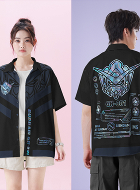 机动战士GN001能天使高达二次元大码短袖衬衫男女装潮0015设 无界