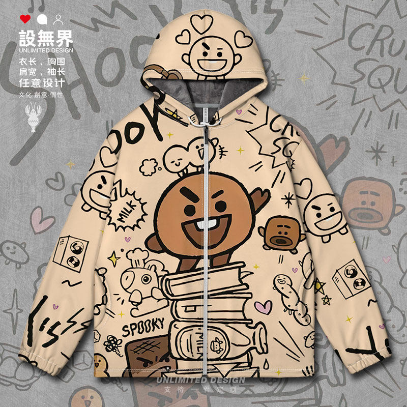 涂鸦脆脆小队潮流街头风饼干音乐大码开衫卫衣男女装0018设 无界
