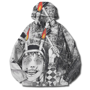 伊藤润二双一恐怖漫画联名暗黑周边夹克棉服男女棉衣外套设 无界