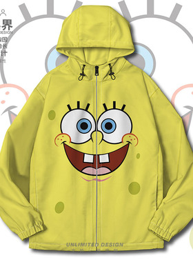 黄色海绵表情海星章鱼欧美卡通夹克棉服男女加厚外套0018设 无界