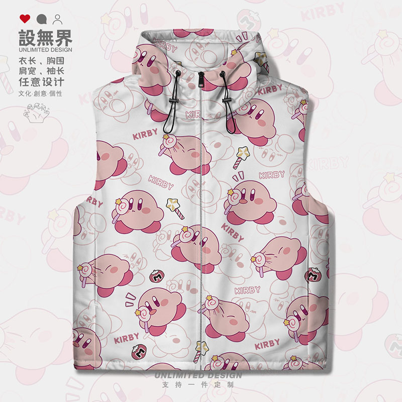 卡通星之卡比Kirby棒棒糖周边加厚马甲男女棉服帽衫冬0015设 无界