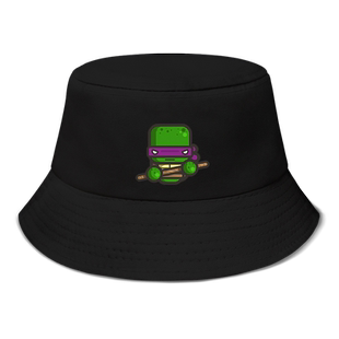 漫画忍者神龟多纳泰罗Q版图案帽子男女渔夫帽防晒太阳帽夏设 无界