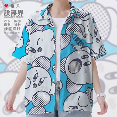 星之卡比Kirby波点风格短袖衬衫