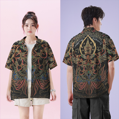 爱情之神佛像浮雕越南巫短袖衬衫