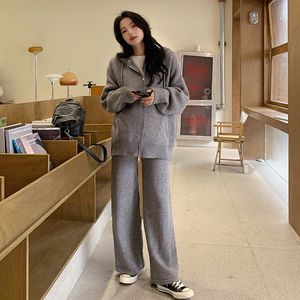 ◆娜拉自制◆孕妇韩休闲针织套装秋冬新款慵懒风百搭显瘦运动套装