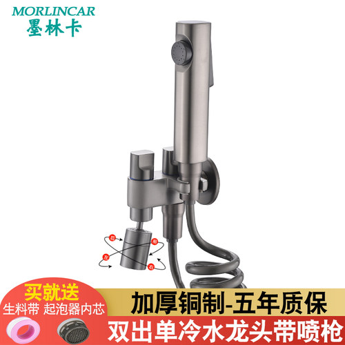 枪灰色一进二出拖把池水头带喷枪